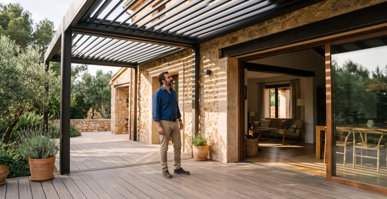 Integración arquitectónica de la pérgola, ampliando la superficie habitable de la casa.